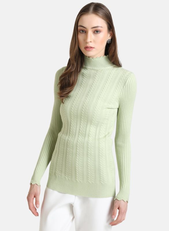 KAZO TEXTURED PULLOVER WITH SCALLOP NECK