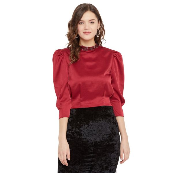 Madame Red Puff Sleeved Top