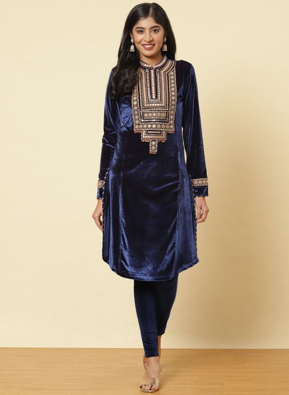 Lakshita Royal Blue embroidered kurti
