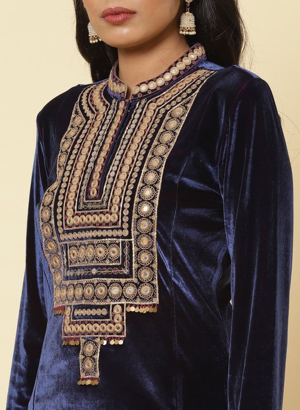 Lakshita Royal Blue embroidered kurti