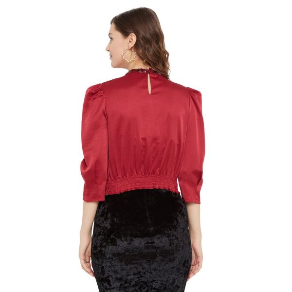 Madame Red Puff Sleeved Top