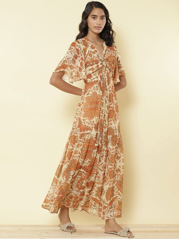 Ritu Kumar Ecru Printed Maxi Dress