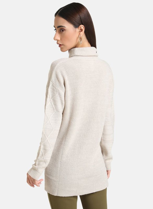 KAZO CABLE KNIT HIGH NECK PULLOVER