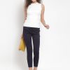 GLOBAL REPUBLIC WOMEN NAVY CHECKED STRETCHABLE JEGGING