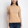 GLOBAL REPUBLIC WOMEN PINK ROUND NECK SOLID TOP