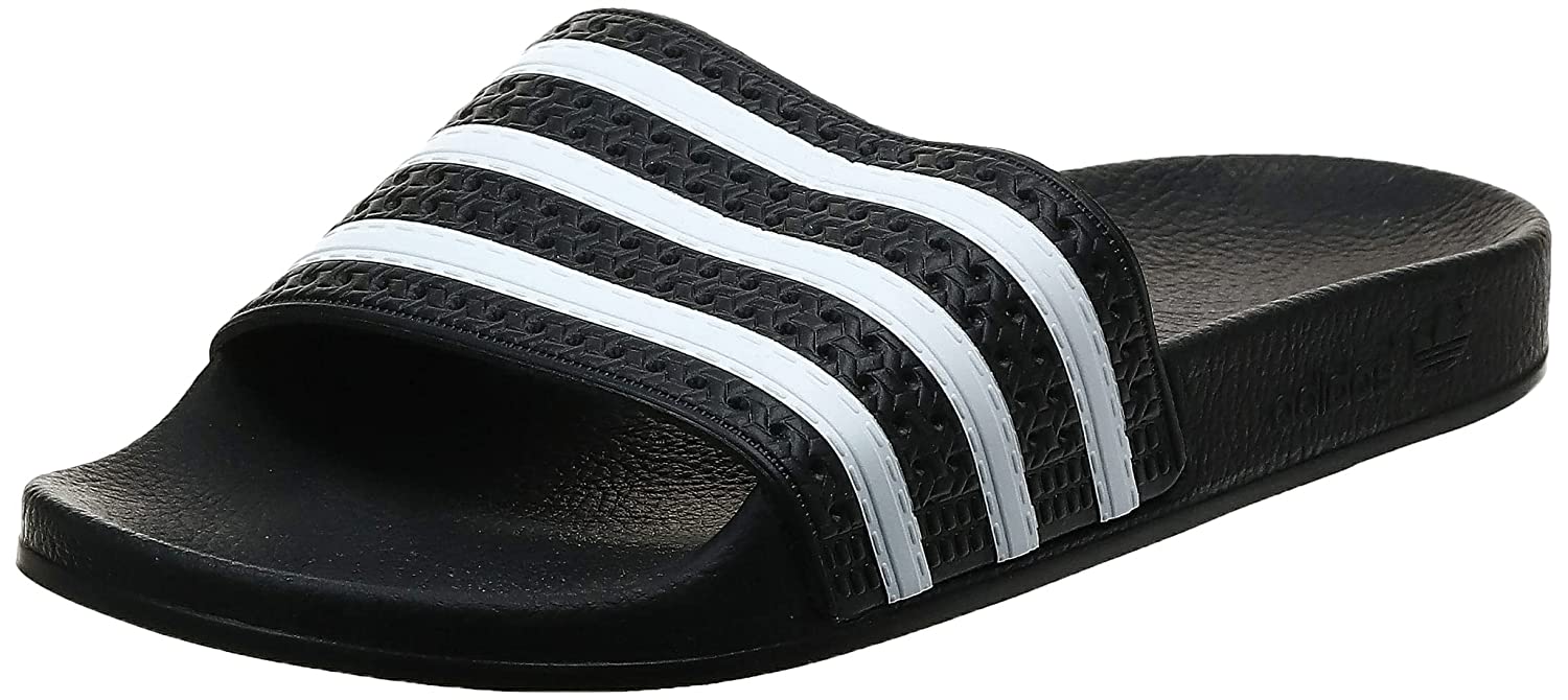 adidas Originals Men's Adilette Slide Sandal, Black/White/Black, 6 M US