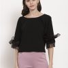 Globl Republic Women Black Solid Top with Twisted Back