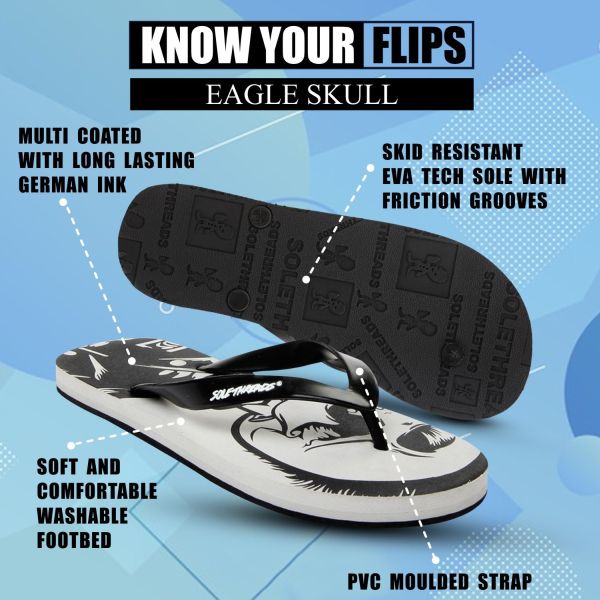 Solethreads EAGLE SKULL - Graphic Flip Flops for Men