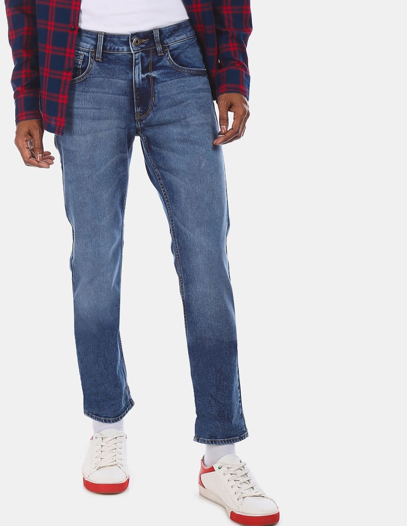 FLYING MACHINE Men Blue Mid Rise Michael Slim Tapered Fit Jeans