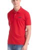 FLYING MACHINE Red Solid Pique Polo Shirt