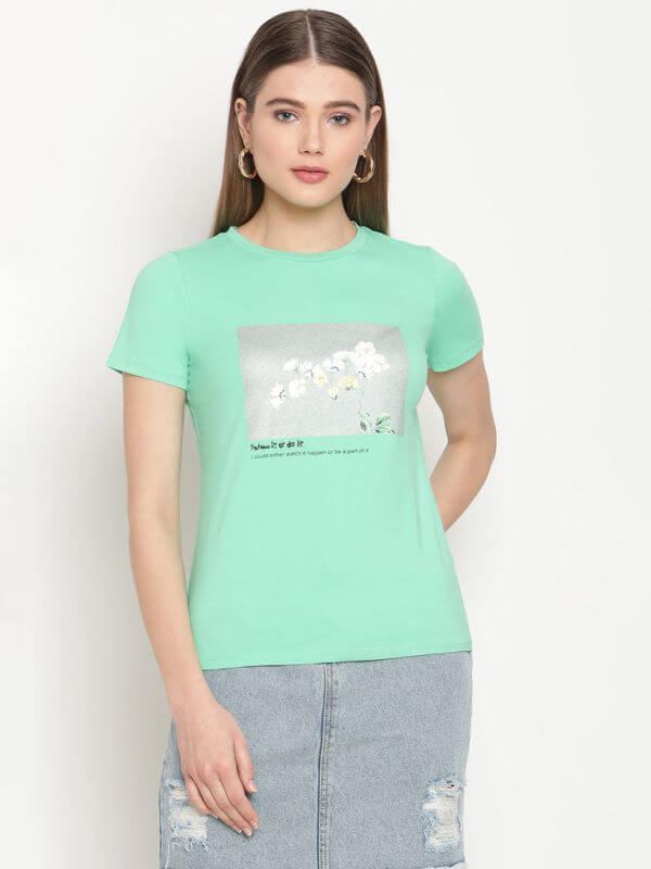 Madame Green Graphic Top for Women