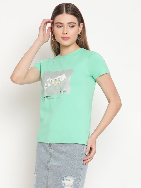 Madame Green Graphic Top for Women