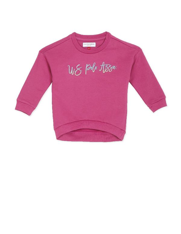 U.S. POLO ASSN. KIDSGirls Dark Pink Crew Neck Logo Sweatshirt