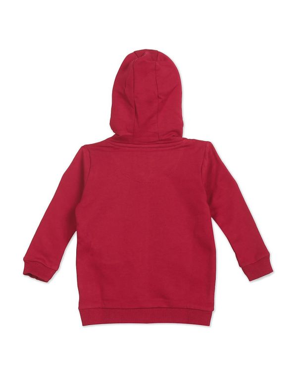 U.S. POLO ASSN. KIDSGirls Maroon Long Sleeve Brand Print Hooded Sweatshirt
