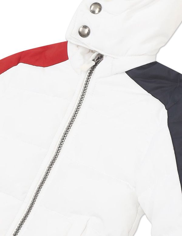 U.S. POLO ASSN. KIDSBoys White Long Sleeve Contrast Tape Hooded Jacket