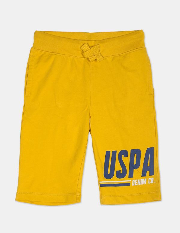 U.S. POLO ASSN. KIDSBoys Yellow Brand Logo Knit Shorts