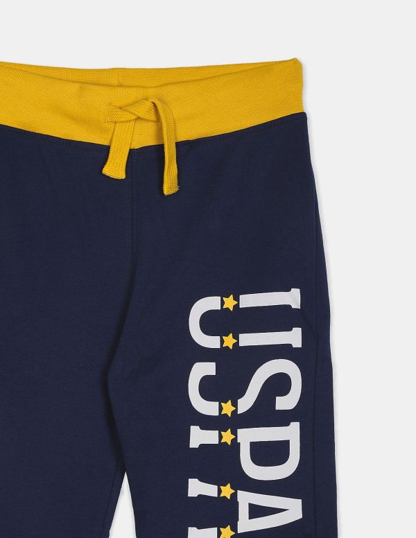 U.S. POLO ASSN. KIDSBoys Dark Blue Contrast Waist Brand Print Shorts