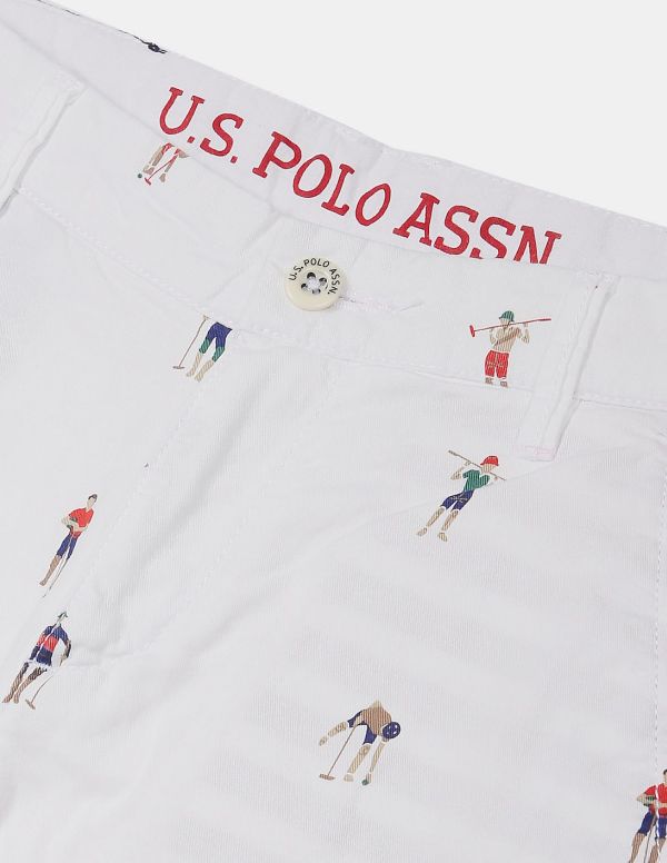 U.S. POLO ASSN. KIDSBoys White Mid Rise Printed Shorts