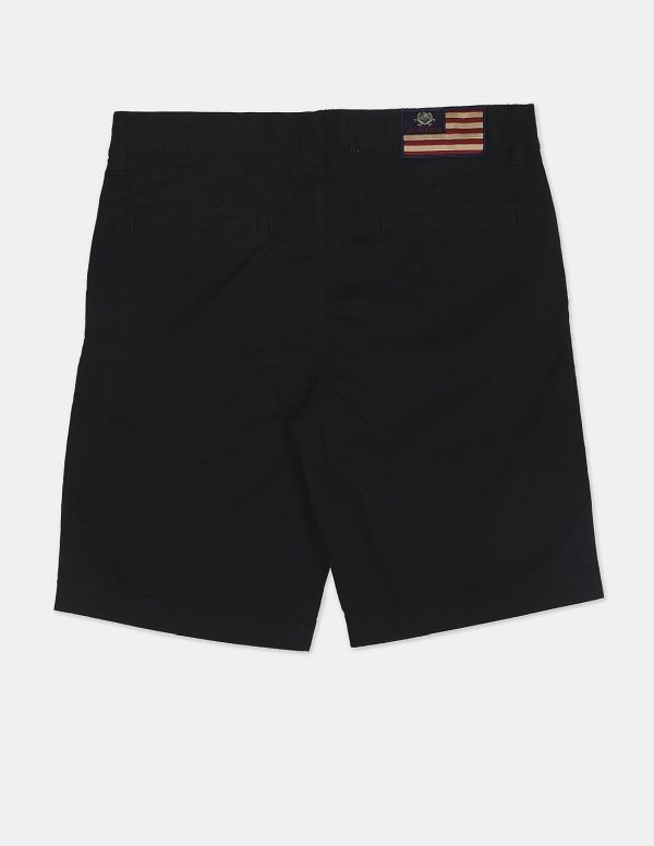 U.S. POLO ASSN. KIDSBoys Black Mid Rise Solid Shorts