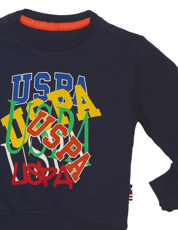 U.S. POLO ASSN. KIDSBoys Navy Crew Neck Brand Print Sweatshirt