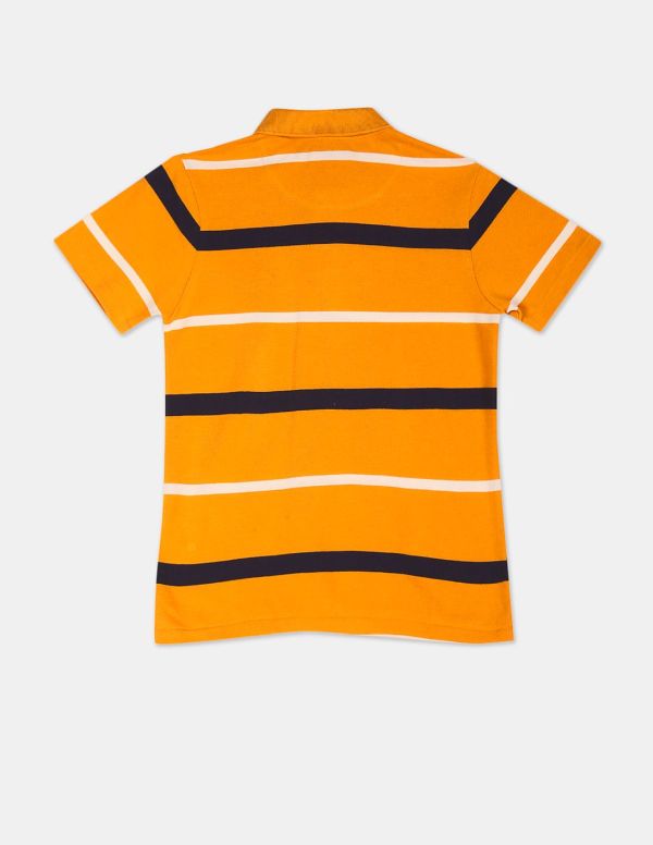 U.S. POLO ASSN. KIDSBoys Mustard Ribbed Collar Stripe Pique Polo Shirt