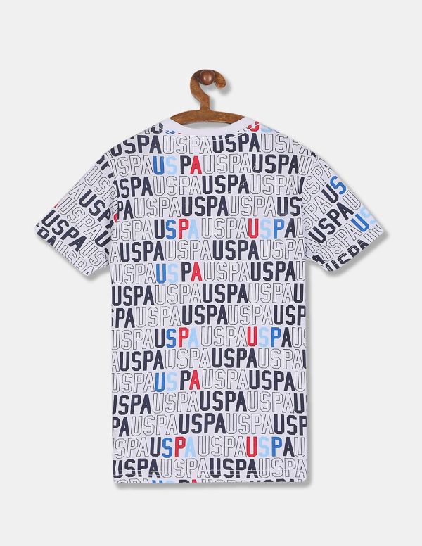 U.S. POLO ASSN. KIDSBoys White Short Sleeve Allover Brand Print T-Shirt