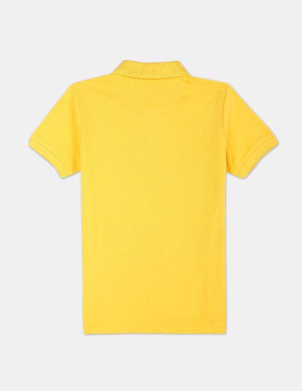 U.S. POLO ASSN. KIDSBoys Yellow Colour Block Brand Print Polo Shirt