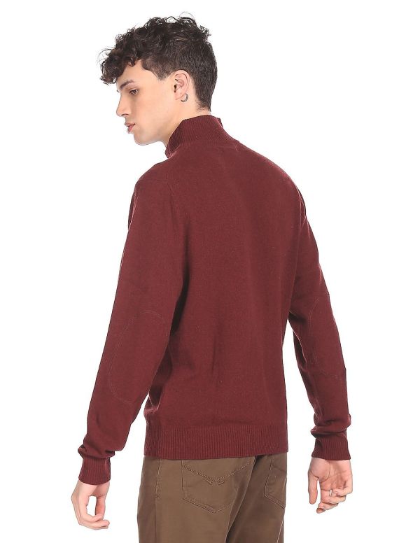 U.S. POLO ASSN.Men Maroon High Neck Solid Sweater