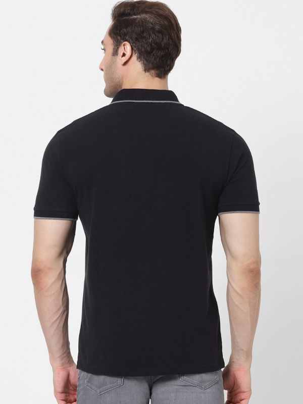 Celio 100% Cotton Black Polo T-shirt