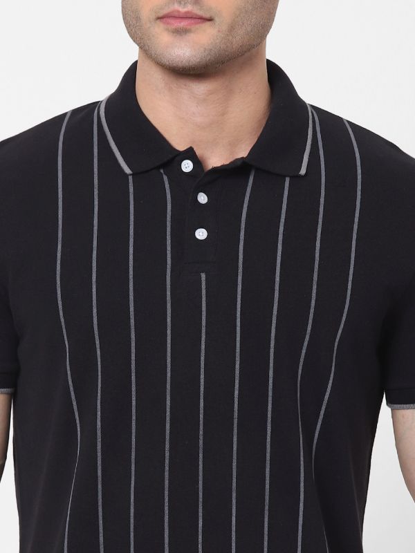Celio 100% Cotton Black Polo T-shirt