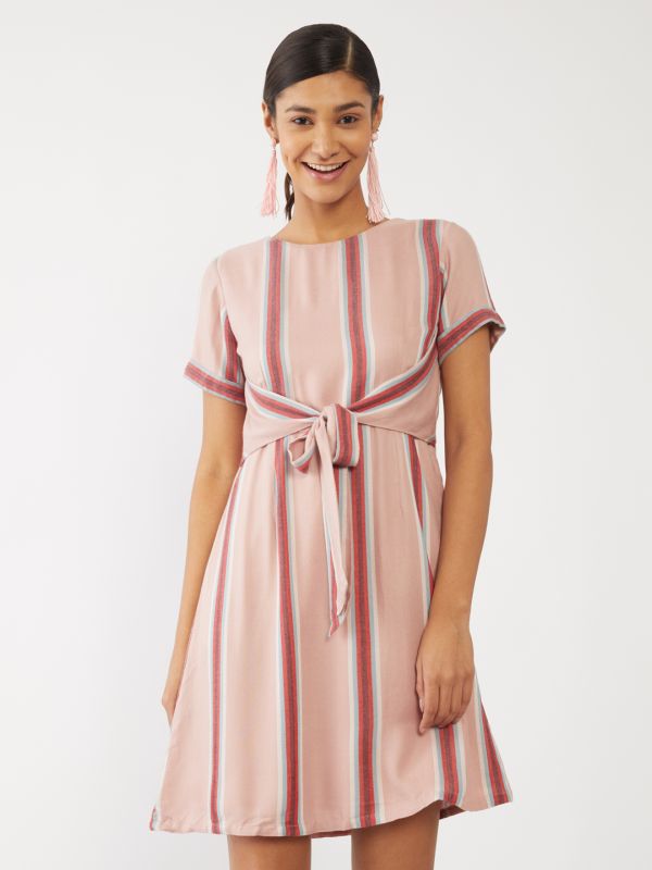 ZINK LONDON Peach Printed Short Dress For Women