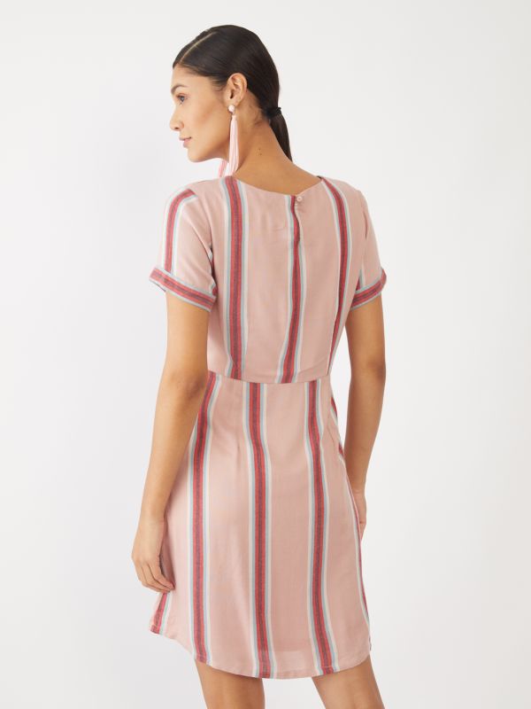 ZINK LONDON Peach Printed Short Dress For Women