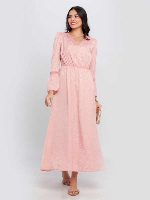 Zink London Pink Printed Maxi Dress For Women