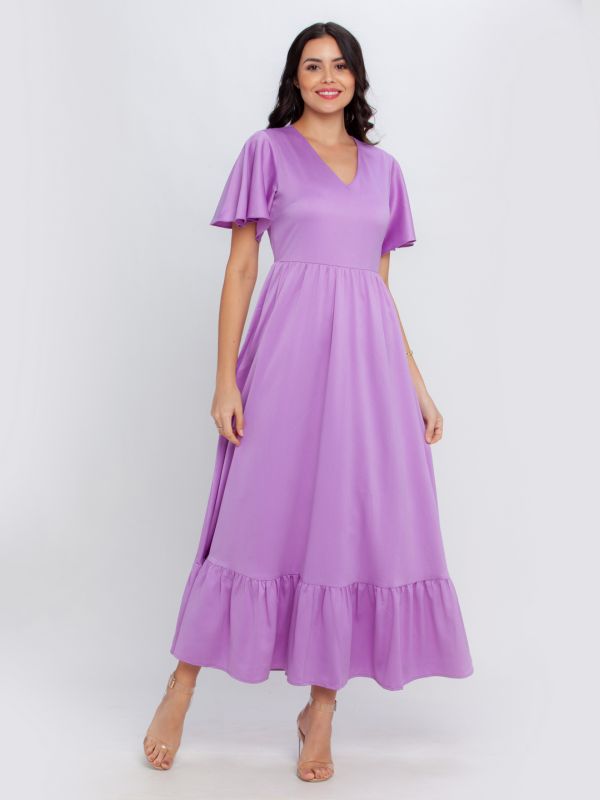 Zink London Purple Solid Maxi Dress For Women