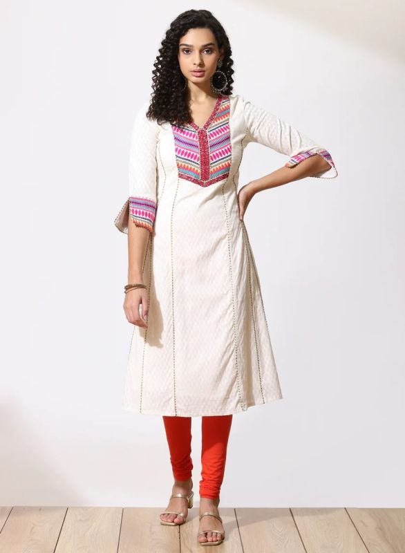 Lakshita Multi Color Embroidered Phool Collection Kurta with Jacquard Detail