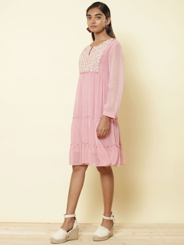 Ritu Kumar Dusty Pink Embroidered Short Dress