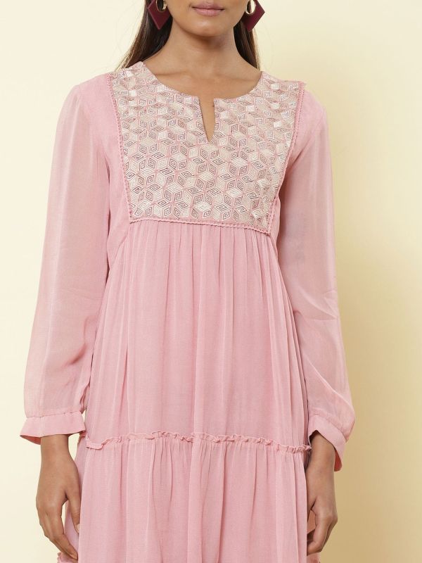 Ritu Kumar Dusty Pink Embroidered Short Dress