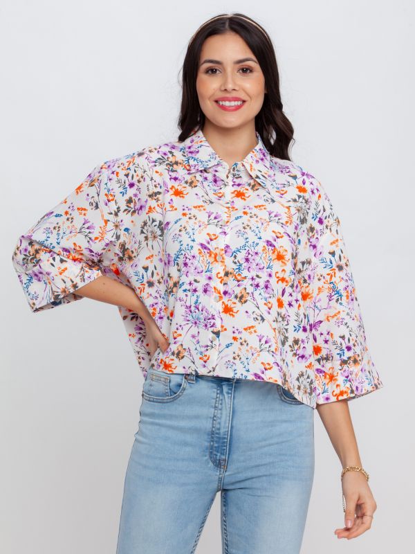 Zink London Off White Printed Shirt For Women