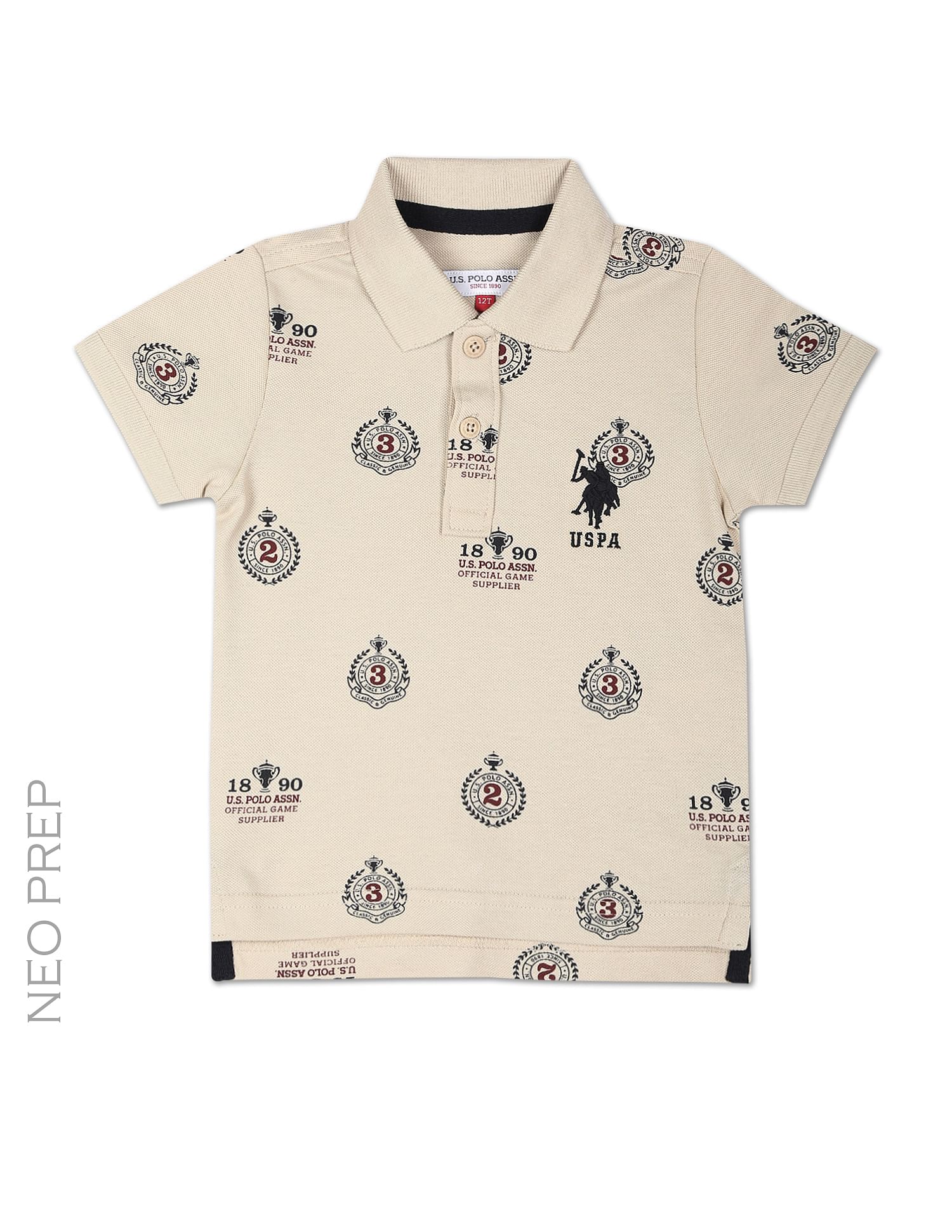 Brand Print Cotton Polo Shirt