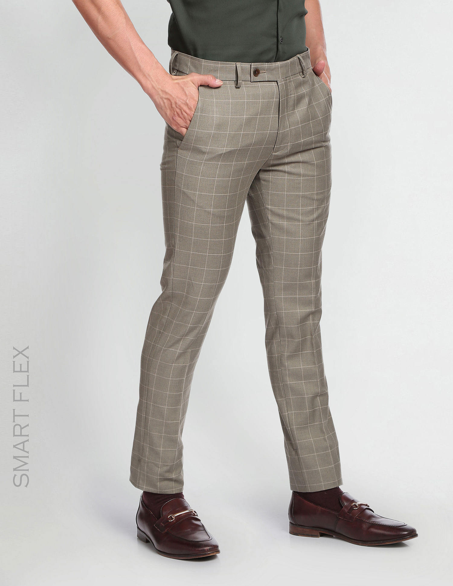 Windowpane Check Smart Flex Formal Trousers