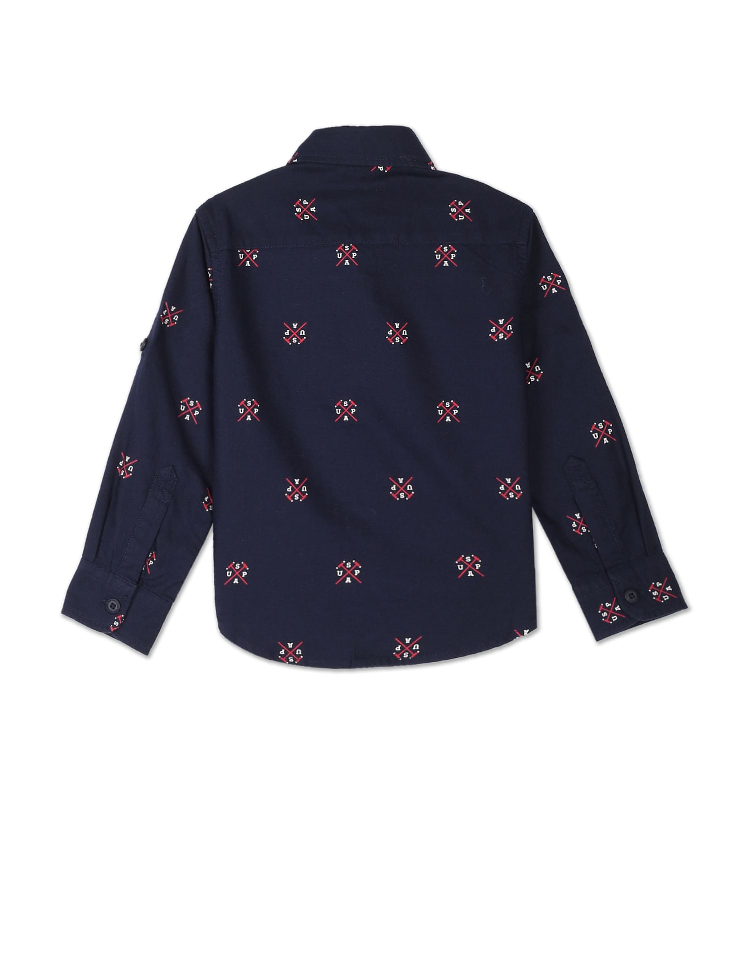 Brand Print Convertible Sleeve Shirt