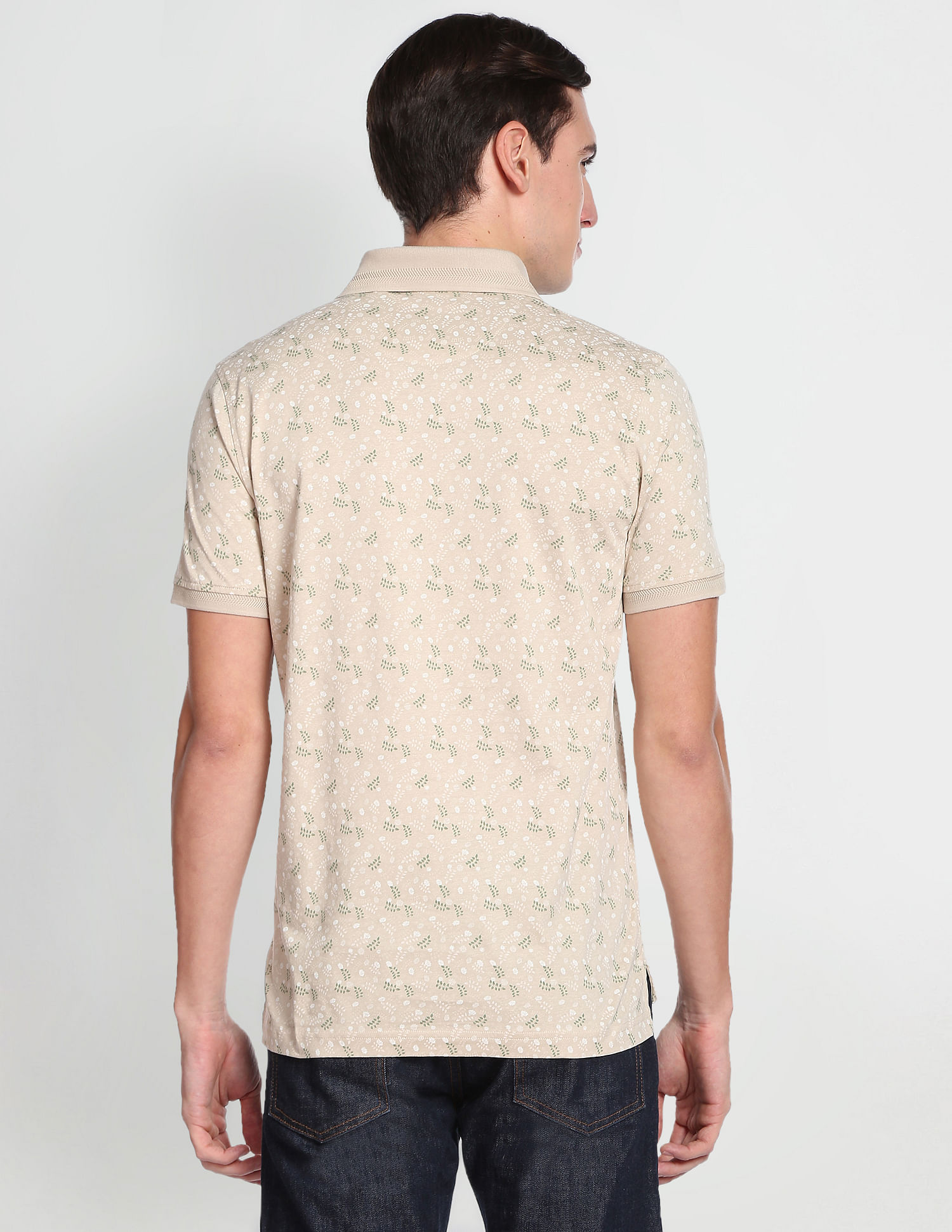 Floral Print Cotton Polo Shirt