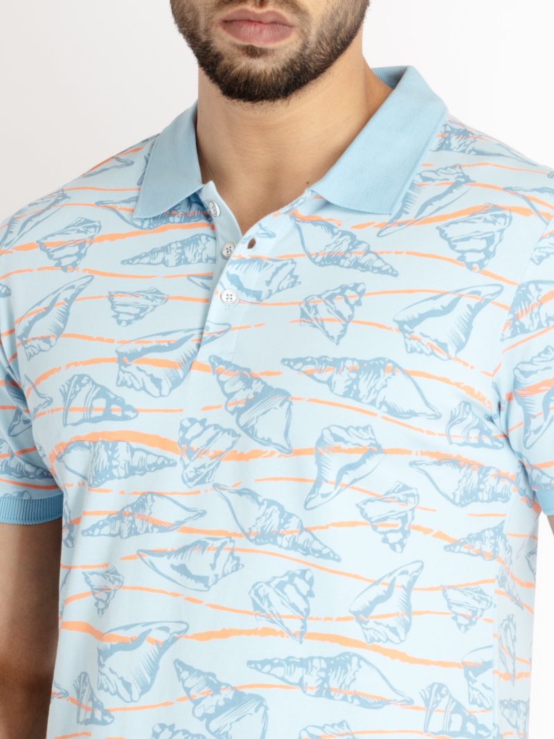 Mens All Over Printed Polo Collar T-Shirt