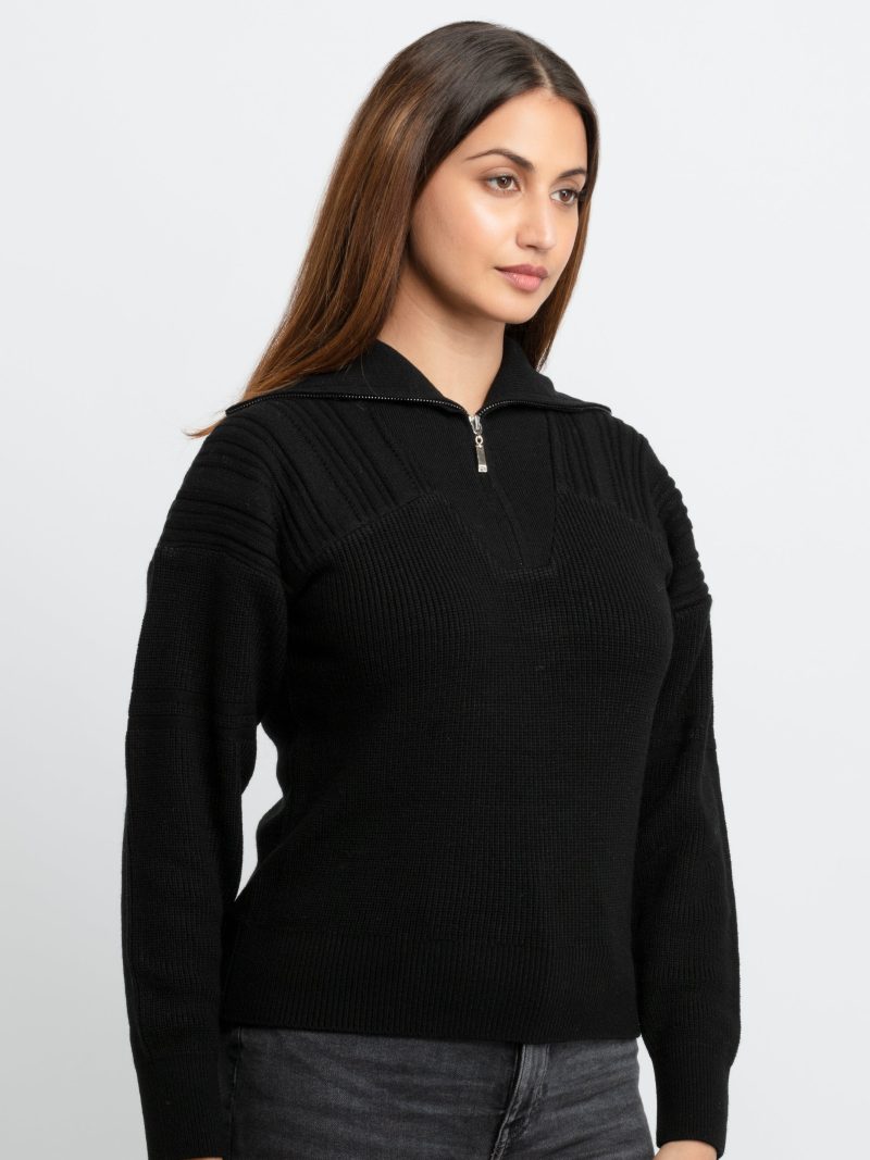 Womens Solid High Neck Sweater