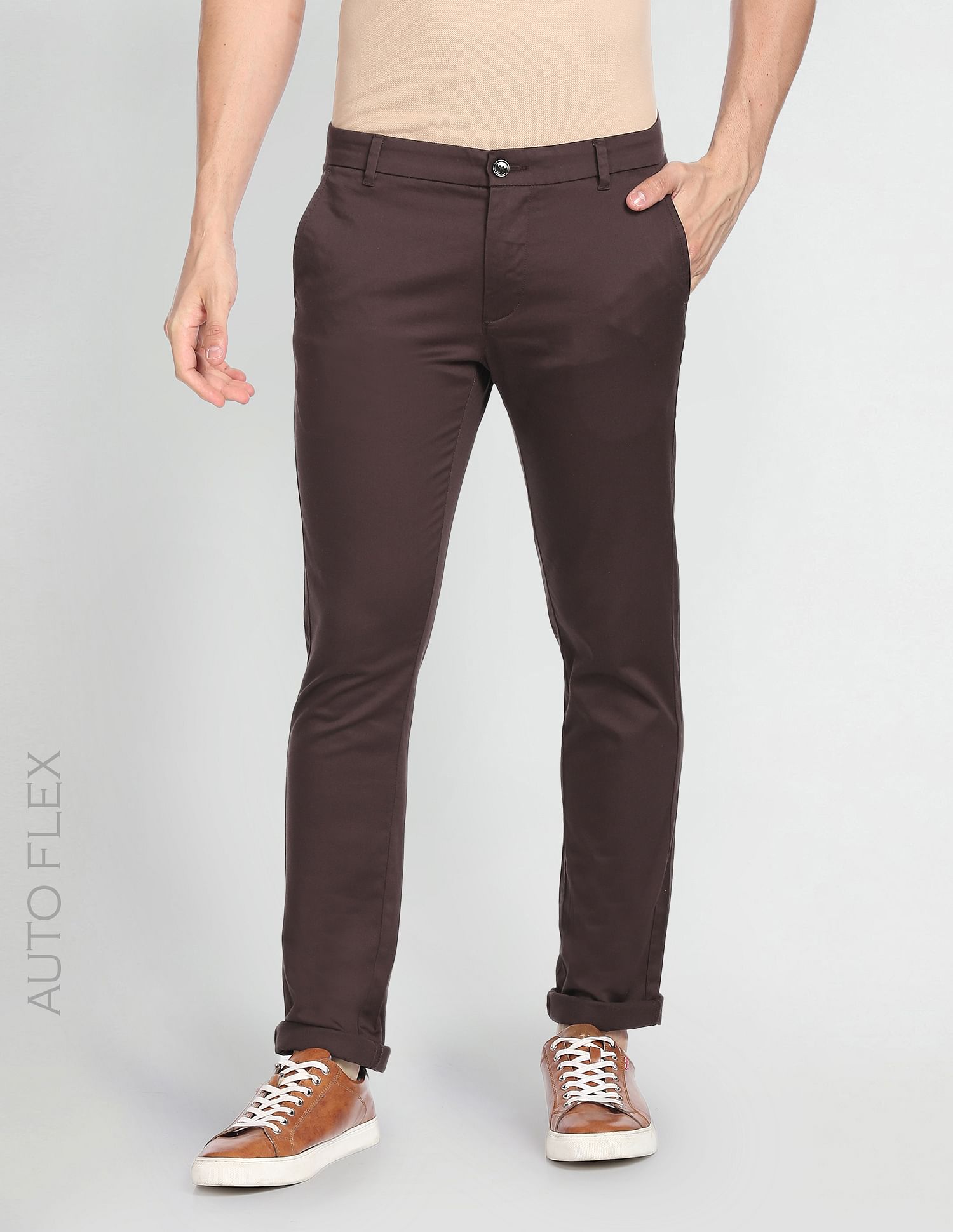 Auto Flex Solid Casual Trousers