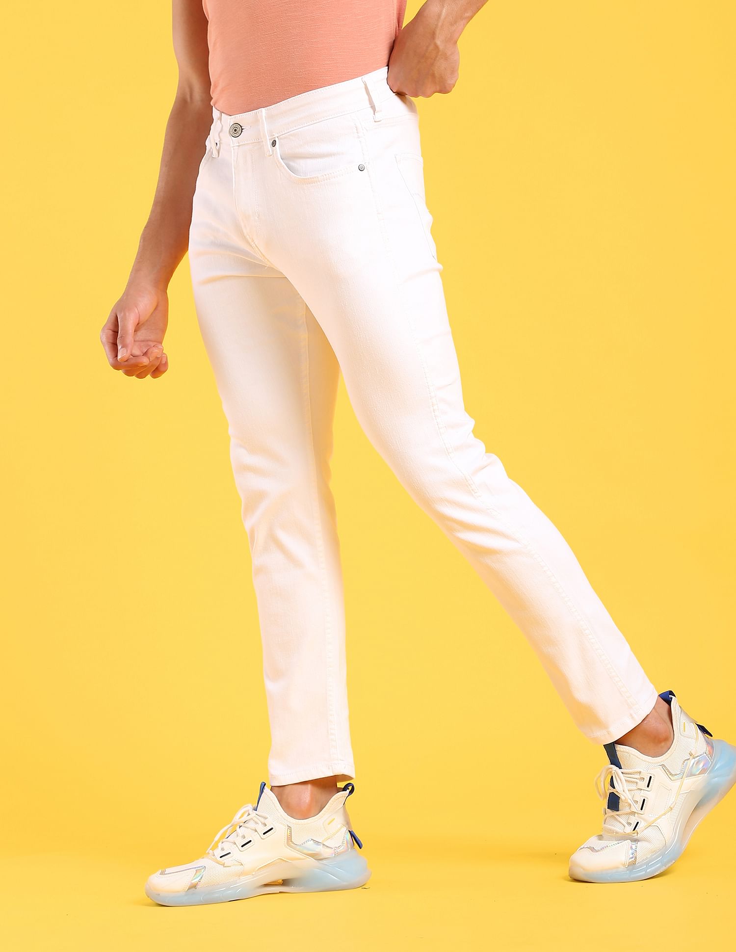 Buy Women Pink Color Block Straight Twill Jeans Online at Sassafras