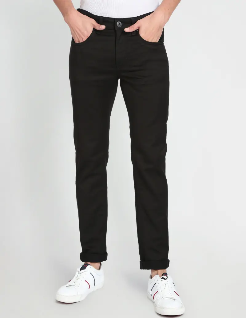 Regallo Skinny Fit Stay Black Performance Jeans