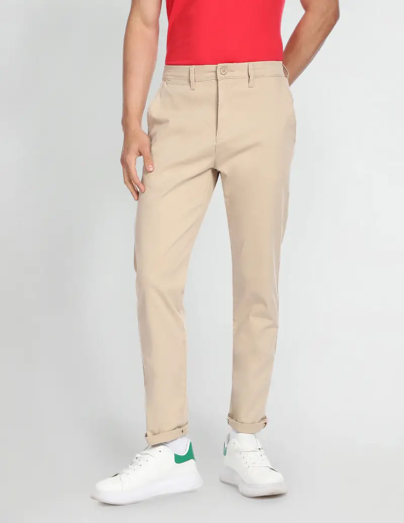 Twill Solid Casual Trousers