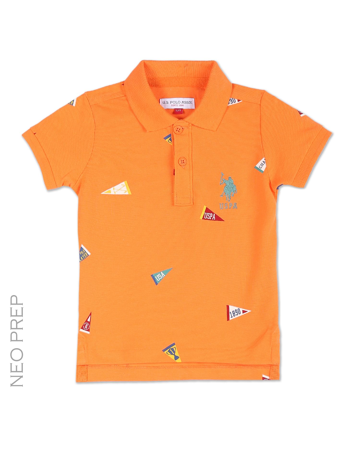 Brand Print Cotton Polo Shirt