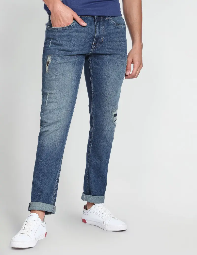 Henry Cropped Distressed Mid Rise Jeans